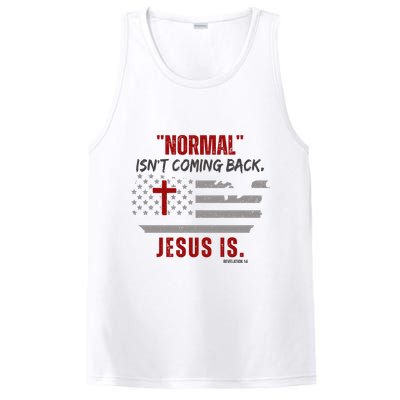 Normal Isnt Coming Back Jesus Is American Flag Cross PosiCharge Competitor Tank