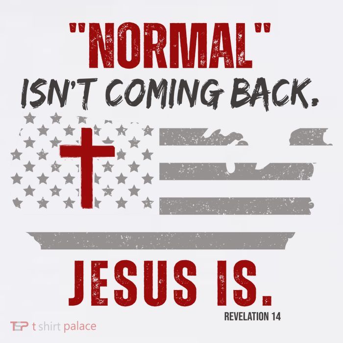 Normal Isnt Coming Back Jesus Is American Flag Cross Trucker Hat