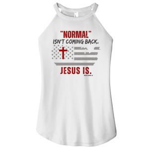 Normal Isnt Coming Back Jesus Is American Flag Cross Women's Perfect Tri Rocker Tank