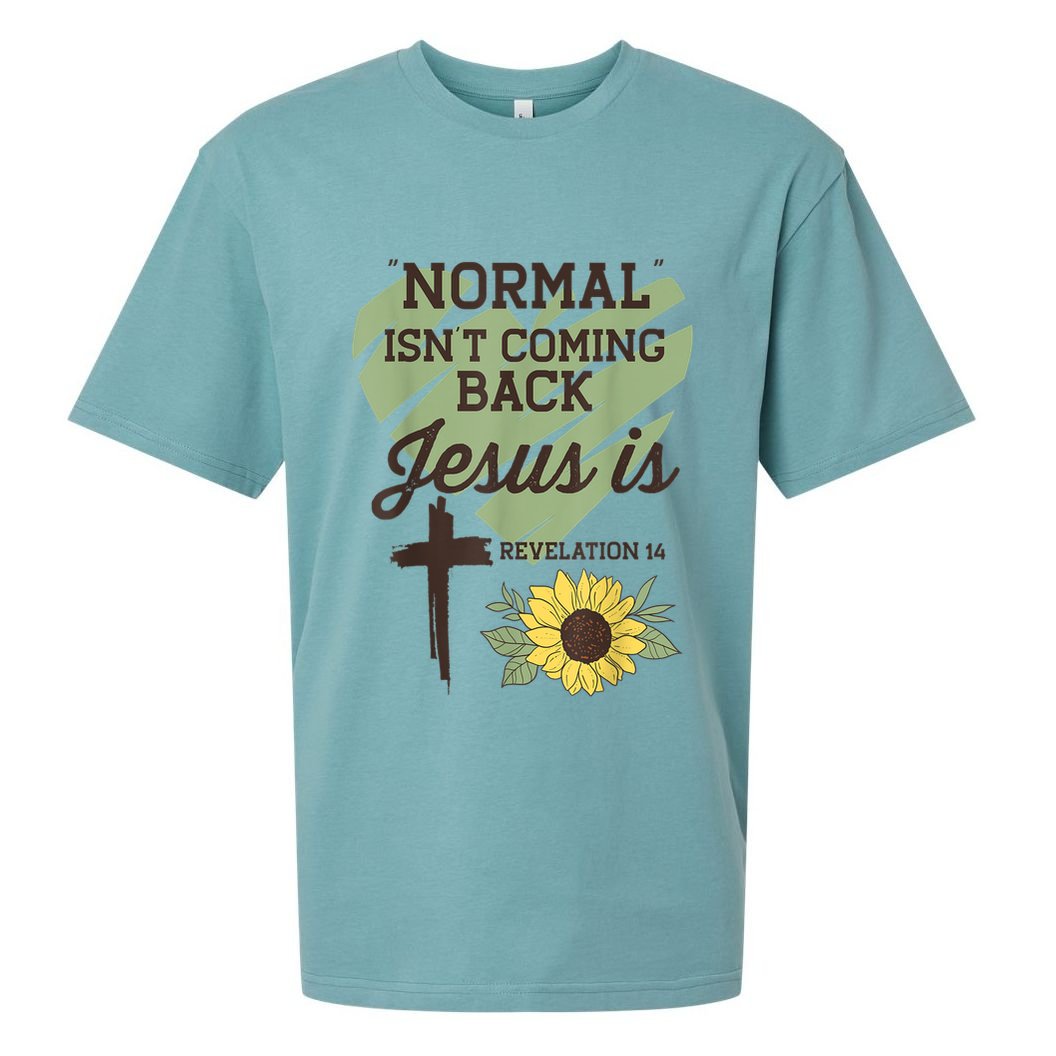 Normal Isnt Coming Back Jesus Is Christian Sueded Cloud Jersey T-Shirt