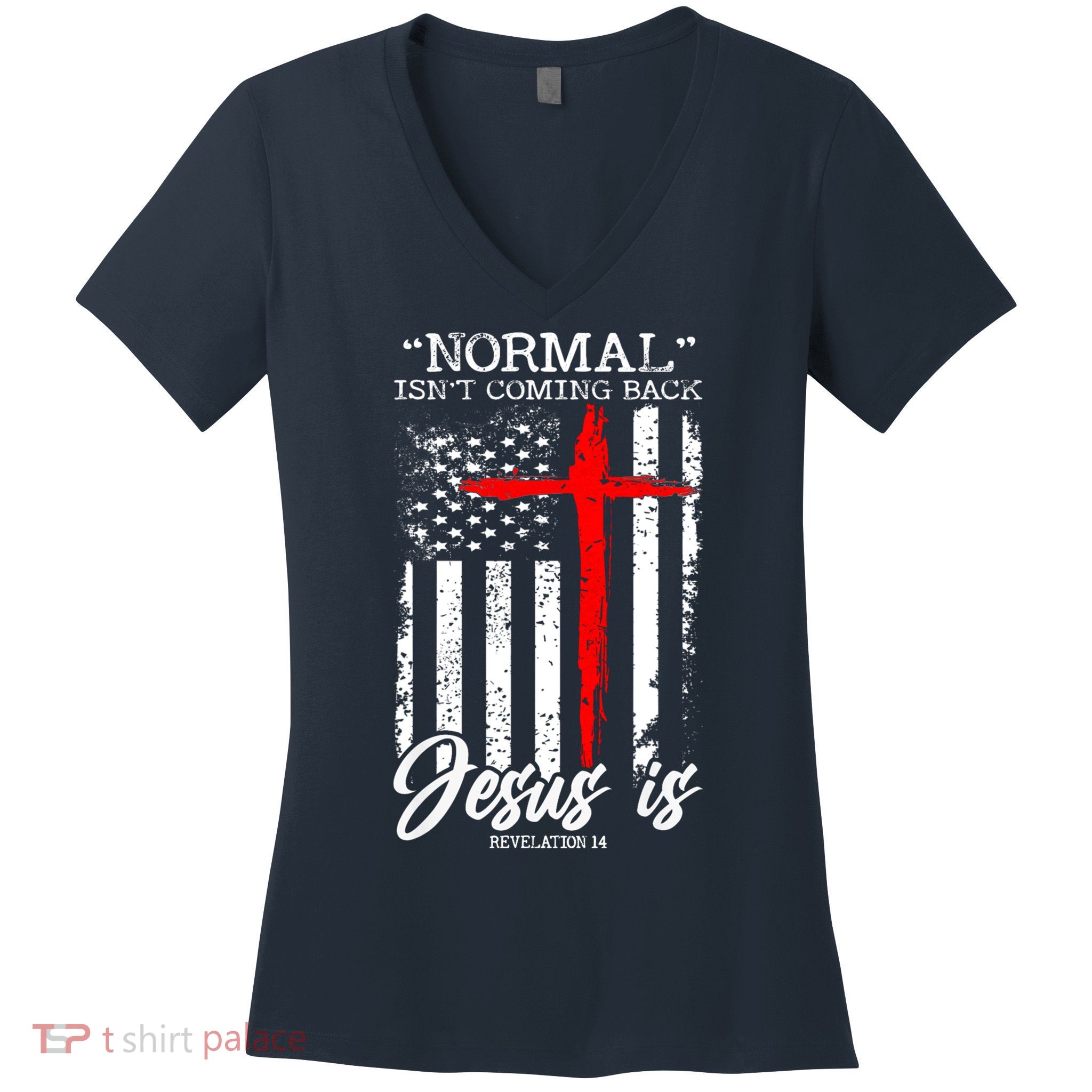 Normal Isn't Coming Back But Jesus Is Revelation 14  Women's V-Neck T-Shirt