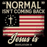 Normal Isnt Coming Back Jesus Is American Flag Stripe Pom Pom Beanie