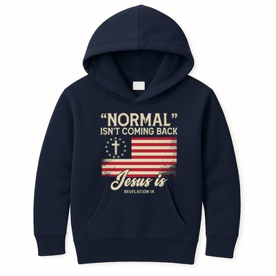 Normal Isnt Coming Back Jesus Is American Flag Kids Hoodie