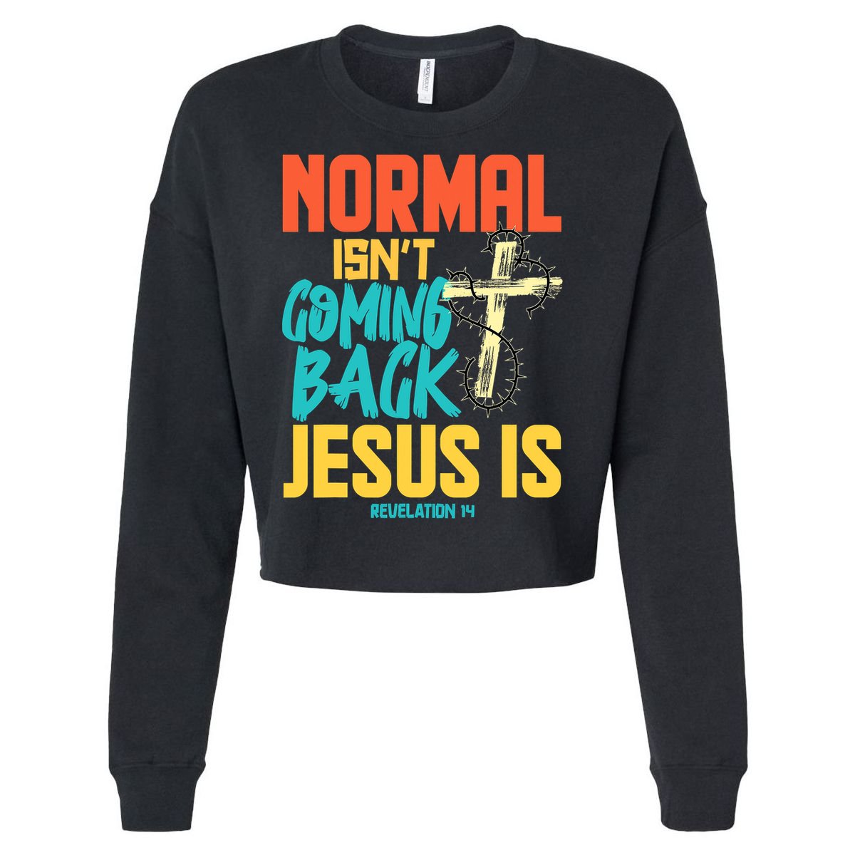 Normal Isnt Coming Back Jesus Funny Cropped Pullover Crew