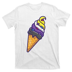 Nonbinary Icecream Cone Flag Enby Genderqueer LGBT Pride T-Shirt