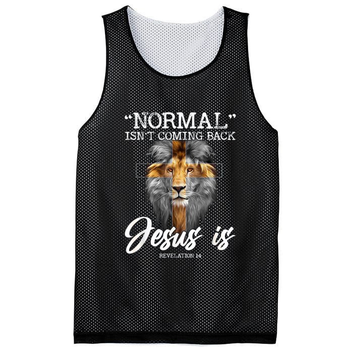 Normal Isnt Coming Back But Jesus Is Cross Christian Mesh Reversible Basketball Jersey Tank