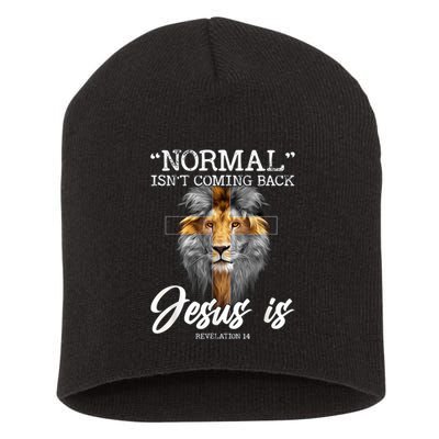 Normal Isnt Coming Back But Jesus Is Cross Christian Short Acrylic Beanie