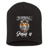 Normal Isnt Coming Back But Jesus Is Cross Christian Short Acrylic Beanie