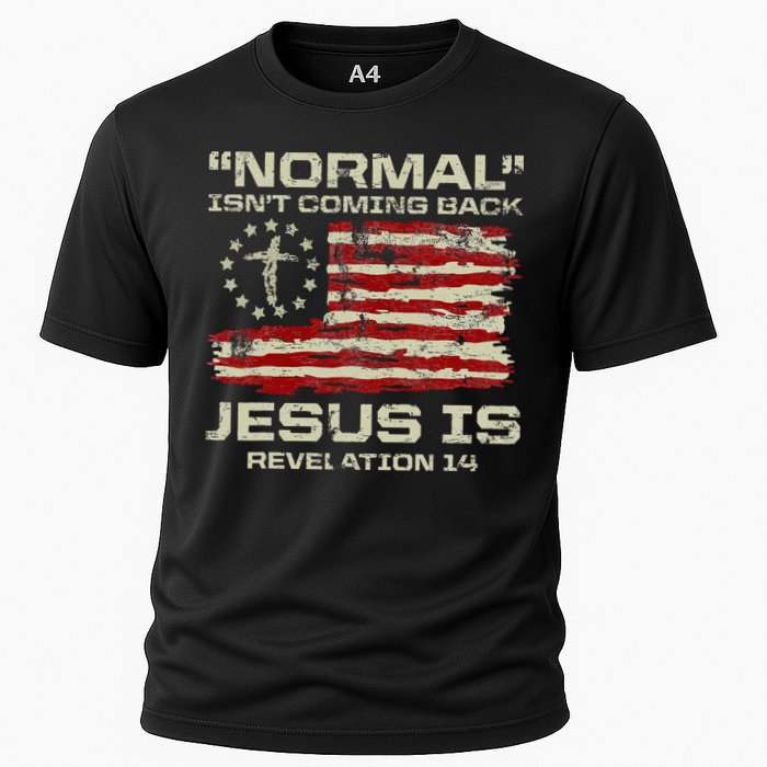 Normal IsnT Coming Back Jesus Is Christian American Flag Cooling Performance Crew T-Shirt