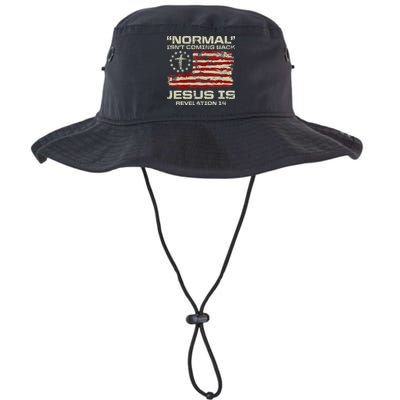 Normal IsnT Coming Back Jesus Is Christian American Flag Bucket Hat