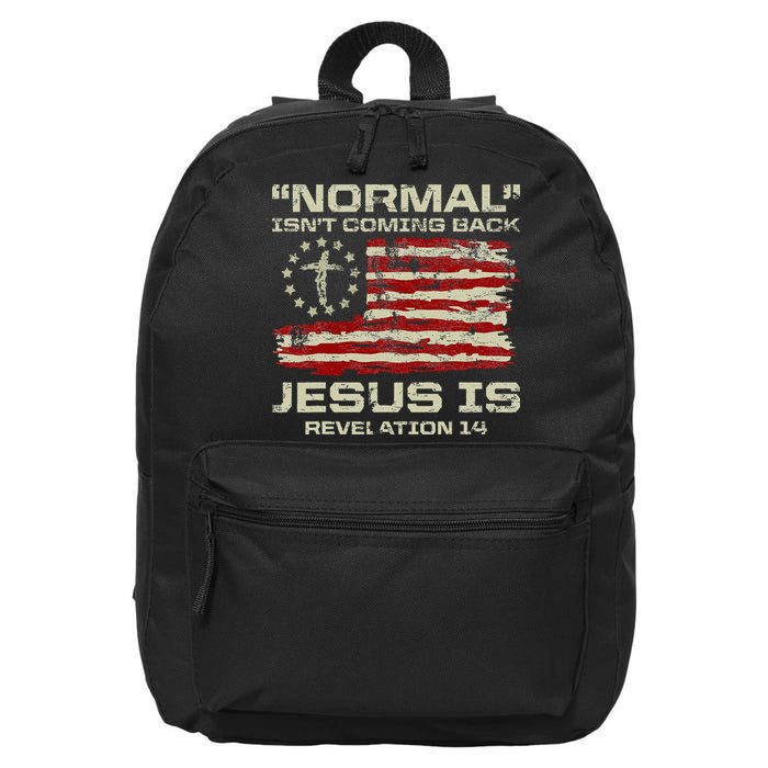 Normal IsnT Coming Back Jesus Is Christian American Flag 16 in Basic Backpack