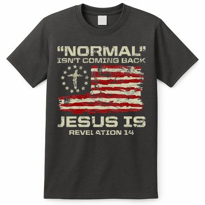 Normal IsnT Coming Back Jesus Is Christian American Flag T-Shirt