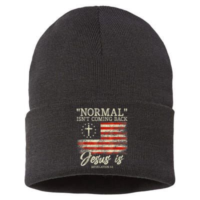 Normal Isn't Coming Back Jesus Is Revelation 14 Christian Sustainable Knit Beanie