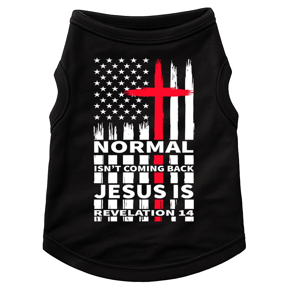 Norman Isnt Coming Back Jesus Is Revelation 14 Christ Christianity Doggie Tank