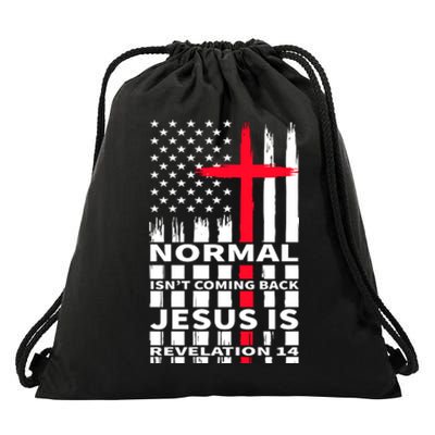 Norman Isnt Coming Back Jesus Is Revelation 14 Christ Christianity Drawstring Bag