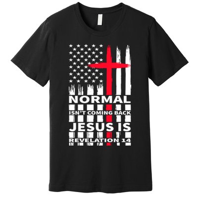 Norman Isnt Coming Back Jesus Is Revelation 14 Christ Christianity Premium T-Shirt