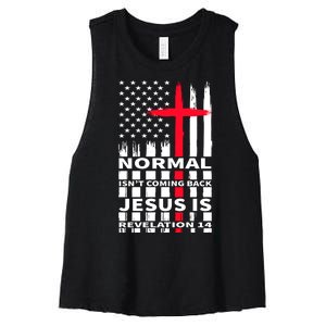 Norman Isnt Coming Back Jesus Is Revelation 14 Christ Christianity Women's Racerback Cropped Tank