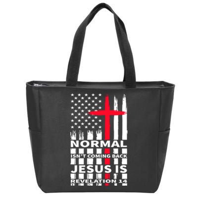 Norman Isnt Coming Back Jesus Is Revelation 14 Christ Christianity Zip Tote Bag