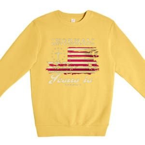 Normal Isn't Coming Back But Jesus Is Revelation 14 American Flag Premium Crewneck Sweatshirt