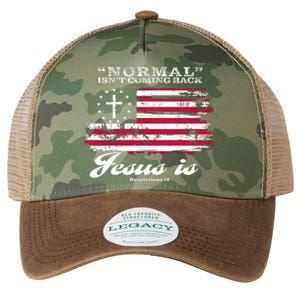 Normal Isn't Coming Back But Jesus Is Revelation 14 American Flag Legacy Tie Dye Trucker Hat