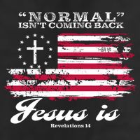 Normal Isn't Coming Back But Jesus Is Revelation 14 American Flag 15oz Campfire Ceramic Mug