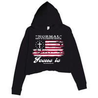 Normal Isn't Coming Back But Jesus Is Revelation 14 American Flag Crop Fleece Hoodie