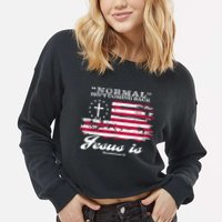 Normal Isn't Coming Back But Jesus Is Revelation 14 American Flag Cropped Pullover Crew