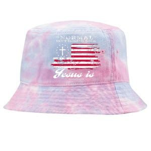 Normal Isn't Coming Back But Jesus Is Revelation 14 American Flag Tie-Dyed Bucket Hat