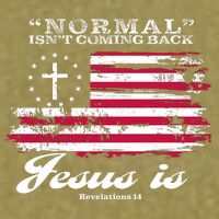 Normal Isn't Coming Back But Jesus Is Revelation 14 American Flag Garment-Dyed Women's Muscle Tee