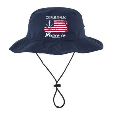 Normal Isn't Coming Back But Jesus Is Revelation 14 American Flag Bucket Hat
