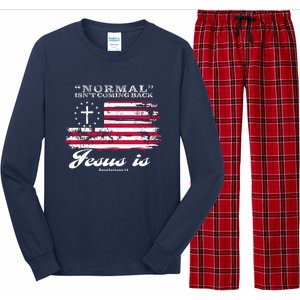 Normal Isn't Coming Back But Jesus Is Revelation 14 American Flag Long Sleeve Pajama Set