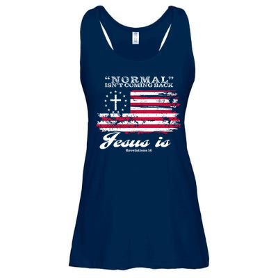 Normal Isn't Coming Back But Jesus Is Revelation 14 American Flag Ladies Essential Flowy Tank