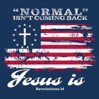 Normal Isn't Coming Back But Jesus Is Revelation 14 American Flag Flatbill Hat
