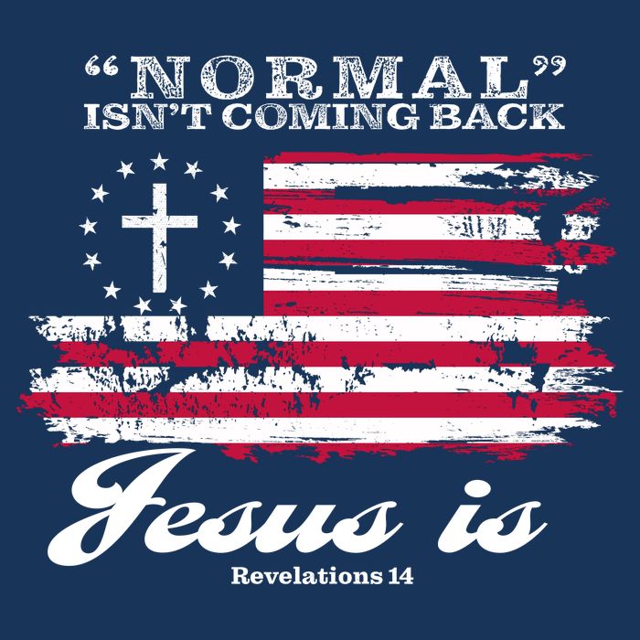 Normal Isn't Coming Back But Jesus Is Revelation 14 American Flag Flatbill Hat