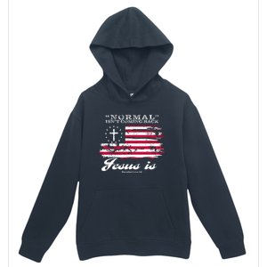 Normal Isn't Coming Back But Jesus Is Revelation 14 American Flag Urban Pullover Hoodie