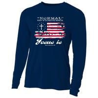 Normal Isn't Coming Back But Jesus Is Revelation 14 American Flag Cooling Performance Long Sleeve Crew