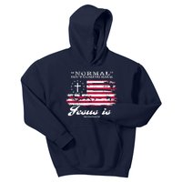 Normal Isn't Coming Back But Jesus Is Revelation 14 American Flag Kids Hoodie