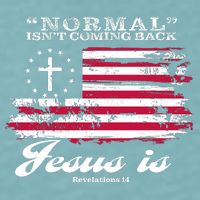 Normal Isn't Coming Back But Jesus Is Revelation 14 American Flag Sueded Cloud Jersey T-Shirt