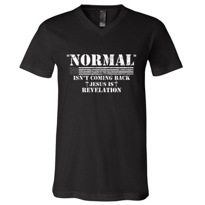 Norman Isnt Coming Back Jesus Is Revelation Christ Christianity V-Neck T-Shirt