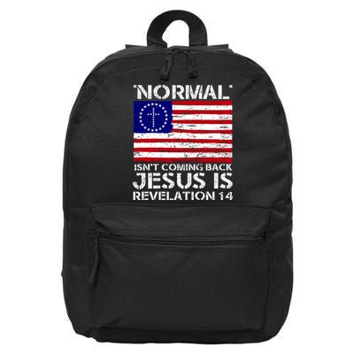 Norman Isnt Coming Back Jesus Is Revelation USA Flag Christianity 16 in Basic Backpack