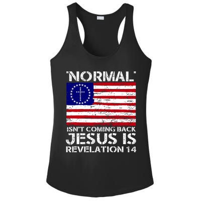 Norman Isnt Coming Back Jesus Is Revelation USA Flag Christianity Ladies PosiCharge Competitor Racerback Tank