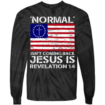 Norman Isnt Coming Back Jesus Is Revelation USA Flag Christianity Tie-Dye Long Sleeve Shirt