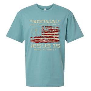 Normal IsnT Coming Back Jesus Is Christian American Flag Sueded Cloud Jersey T-Shirt