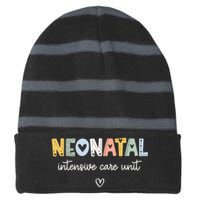 Neonatal Intensive Care Unit NICU Nurse Striped Beanie with Solid Band