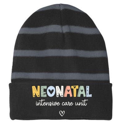 Neonatal Intensive Care Unit NICU Nurse Striped Beanie with Solid Band