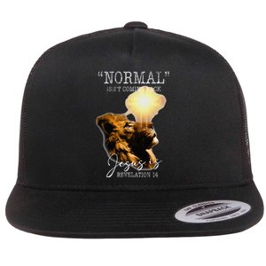 Normal Isnt Coming Back But Jesus Is Cross Christian Easter Flat Bill Trucker Hat