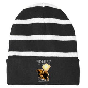 Normal Isnt Coming Back But Jesus Is Cross Christian Easter Striped Beanie with Solid Band