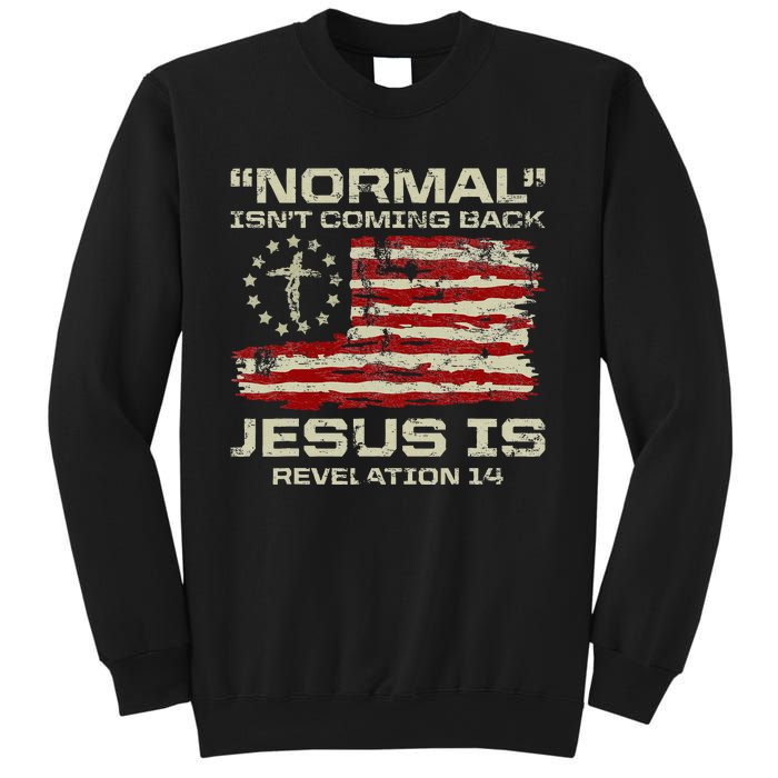 Normal IsnT Coming Back Jesus Is Christian American Flag Sweatshirt