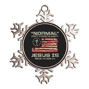 Normal IsnT Coming Back Jesus Is Christian American Flag Metallic Star Ornament