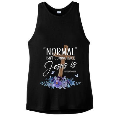 Normal Isn't Coming Back But Jesus Is Revelation 14 Flower Ladies PosiCharge Tri-Blend Wicking Tank